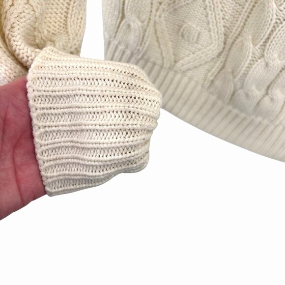 VINTAGE MEN'S GIMBELS IVORY CABLE KNIT GRANDPA CARDIGAN SWEATER W/ POCKETS! - Picture 7 of 7